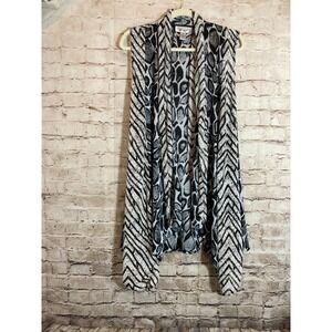 Ania A. Artsy Top Womens Medium Gray Cheetah Leopard Mesh Overlay Art To Wear